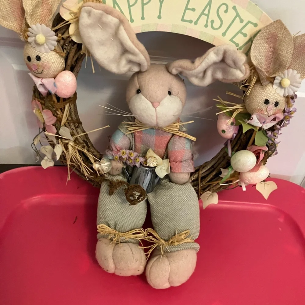 Easter Bunny Wreath with Pastel Accents